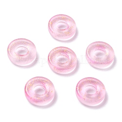Матовые стеклянные бусины, с блеском порошок, Диск / плоские круглые, розовые, 11x3 мм, отверстие : 4 мм