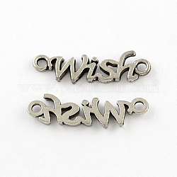 Tibetan Style Zinc Alloy Links connectors, Word Wish, Lead Free & Cadmium Free, Antique Silver, 7x28x2mm, Hole: 2mm, about 429pcs/429g