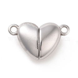 316 chiusure magnetiche chirurgiche in acciaio inossidabile, cuore, colore acciaio inossidabile, 10.5x17x5.5mm, Foro: 1.5 mm