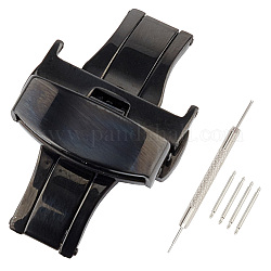 Kit di fermagli per cinturini fai da te, include uno strumento di riparazione dell'orologio in acciaio inossidabile e perni per cinturino dell'orologio con doppia barra a molla flangiata e fermagli di distribuzione, canna di fucile e color acciaio inox, chiusura deployante: 41.5x25x13.5mm, diametro interno: 4.5x20.5mm, 1 pz / set