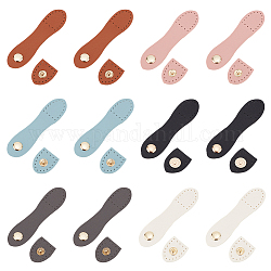 WADORN 6 Colors PU Leather Purse Sew On Snap Buckle, 12 Sets Sew On PU Leather Tab Closures Buckles Bag Sew on Snap Closure with Iron Button for DIY Handbag Purse Shoulder Bag Making Supplies