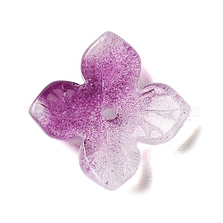 Tappi di perle di vetro, fiore di ortensia, viola scuro, 17x17x4mm, Foro: 1.4 mm