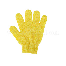 Gants de nylon, gants exfoliants, pour la douche, spa et gommages corporels, jaune, 185x150mm