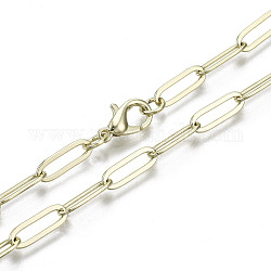 Cadenas de clip de latón, Elaboración de collar de cadenas de cable alargadas dibujadas, con cierre de langosta, la luz de oro, 24.01 pulgada (61 cm) de largo, link: 12x4 mm, anillo de salto: 5x1 mm