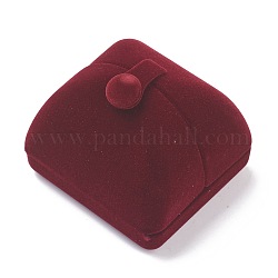 Scatola di ciondoli in velluto, doppia copertura di vibrazione, per la scatola di immagazzinaggio dei ciondoli dell'esposizione dei gioielli della vetrina, rettangolo, rosso scuro, 6.9x6.4x6.1cm