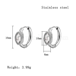 Orecchini a cerchio con zirconi, 304 Orecchini in acciaio inox, ovale, 16x6mm