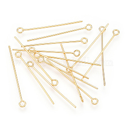 Brass Eye Pin, Long-Lasting Plated, Real Gold Plated, Nickel Free, Real 18K Gold Plated, 21 Gauge, 35mm, Hole: 2mm, Pin: 0.7mm