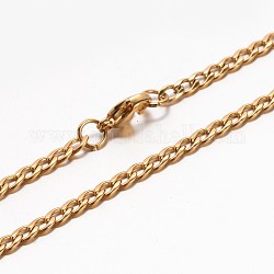 Boy's 304 Stainless Steel Curb Chain Necklaces, with Lobster Claw Clasp, Faceted, Golden, 19.7 inch(50cm)