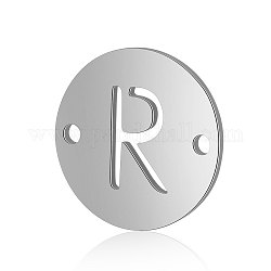 チタン鋼リンクコネクター  アルファベット付きフラットラウンド  ステンレス鋼色  文字.r  12x0.8mm  穴：0.8mm