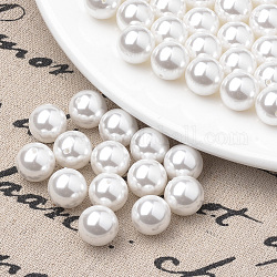 Hebras de perlas de imitación de plástico ecológico, alto brillo, Grado A, redondo, blanco, 12mm, agujero: 1 mm, aproximamente 100 pcs / cadena, 47.24 pulgada