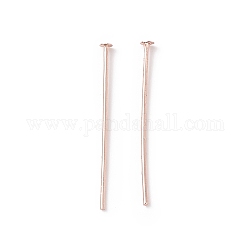 Brass Flat Head Pins, Cadmium Free & Lead Free, Rose Gold, 20~21mm, Head: 1.8mm, Pin: 0.6mm, 22 Gauge
