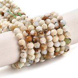 Natürlichen grünen Opal Perlen Stränge, facettiert, Runde, 4~4.5x4~5 mm, Bohrung: 0.7 mm, ca. 90~94 Stk. / Strang, 15.35'' (39~39.5 cm)