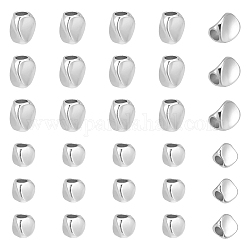 Nbeads 40 pièces 2 styles de perles en laiton, torsion bourrelet, couleur d'argent, 3~5x3~4x3~4mm, Trou: 1.2~1.8mm, 20 pièces / style