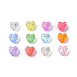 Abalorios de acrílico transparentes, corazón, color mezclado, 8x8.5x5.5mm, agujero: 2.5 mm, aproximamente 2030 unidades / 500 g
