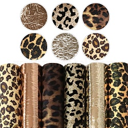 Kunstleder-Stoffset mit Leopardenmuster, für Bekleidungszubehör, Gemischte Muster, 33x20 cm, 6 Stück / Set