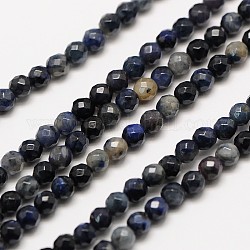 Pierre naturelle sodalite facettes perles rondes brins, 2mm, Trou: 0.8mm, Environ 190 pcs/chapelet, 16 pouce