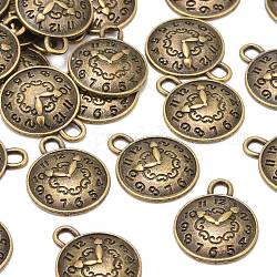 Pendentifs en alliage de style tibétain, sans cadmium et sans plomb, horloge, bronze antique, 15x13x2mm, Trou: 2mm