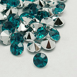 Имитация taiwan акриловый горный хрусталь указал назад кабошоны, граненые, алмаз, зелено-синие, 5x4 мм