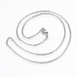 304 из нержавеющей стали кабель цепи ожерелья, с карабин-лобстерами , цвет нержавеющей стали, 17.7 дюйм (45 см), 10 прядь / мешок