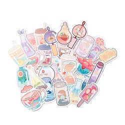 Coloridos dibujos animados pegatinas, calcomanías de vinilo a prueba de agua, para botellas de agua portátil teléfono monopatín decoración, patrón de bebida, 5.9x2.3x0.02 cm, 50 unidades / bolsa