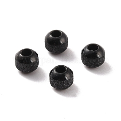 Strukturiert 304 Edelstahlperlen, Runde, Elektrophorese schwarz, 4 mm, Bohrung: 1.5 mm