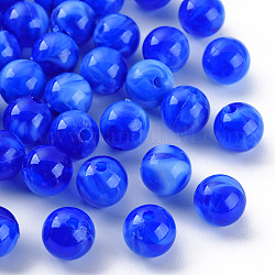 Perles acryliques, pierre d'imitation, ronde, bleu, 10mm, Trou: 1.6mm, environ 1000 pcs/500 g