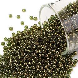 Toho perles de rocaille rondes, Perles de rocaille japonais, (324) vert mousse lustré or, 11/0, 2.2mm, Trou: 0.8mm, à propos 1110pcs / bouteille, 10 g / bouteille