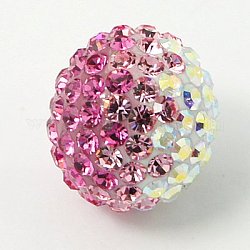 Austrian Crystal Beads, Pave Ball Beads, Gradient Color, with Resin inside, Round, 209_Rose, 6mm, Hole: 1mm