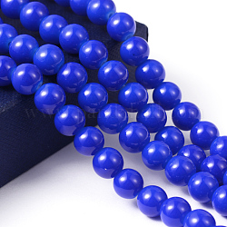 Fili di perline in vetro placcato, cottura della vernice, tondo, blu royal, 8mm, Foro: 1.3~1.6 mm, circa 100pcs/filo, 31.4 pollice