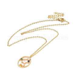 Collier pendentif constellation de zircons cubiques colorés, bijoux en acier inoxydable doré 304 pour femme, leo, 15.75 pouce (40 cm)