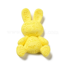 Cabochons di opaco resina, forma di coniglio, giallo, 48x29x9mm