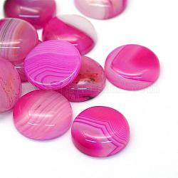 Окрашенные природные полосатые агатовые / полосатые агатовые кабошоны, полукруглые / купольные, ярко-розовый, 20x5~8 мм