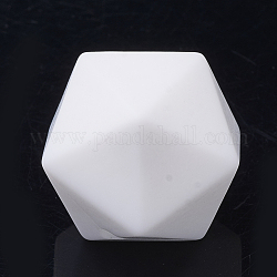 Perlas focales de silicona ecológicas de grado alimenticio, masticar cuentas para mordedores, diy collares de enfermería haciendo, icosaedro, nieve, 16.5x16.5x16.5mm, agujero: 2 mm