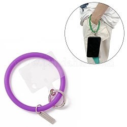 Lanière de téléphone à boucle en silicone, lanière de poignet avec porte-clés en plastique et alliage, violet, 17.7 cm