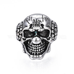 Готический панк-череп из сплава открытое кольцо-манжета для мужчин и женщин, без кадмия и без свинца, античное серебро, размер США 10 3/4 (20.3 мм)