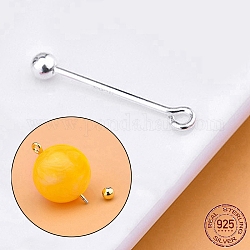 Rack Plating 925 Sterling Silver Screw On Eye Ball Pins, Beadable Pin, for Jewelry Making, Silver, 19 Gauge, 8.3mm, Ball: 3mm, Pin: 0.94mm, Hole: 1.4mm
