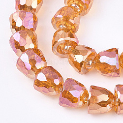 Electroplated Glass Beads, Faceted, Bell, Coral, 10.5~11x9mm, Hole: 1mm