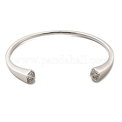 Bracelet manchette ouvert simple et fin avec strass en cristal, 304 bijoux en acier inoxydable pour femme, couleur inoxydable, diamètre intérieur : 2-1/8x2-3/8 pouce (5.35cmx6cm)