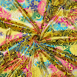 Bronzierendes Polyestergewebe mit Phönix-Blumenmuster, für DIY Basteln und Kleidung, Gelb, 158x0.01 cm