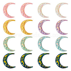 Pandahall 70Pcs 7 Colors Opaque Resin Cabochons, AB Color Plated, Moon, Mixed Color, 33x25x4mm, 10pcs/color
