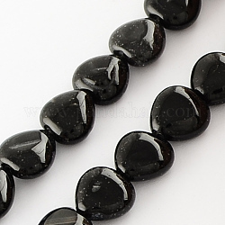 Dyed Natural Black Onyx Beads Strands, Heart, Black, 10x10x5mm, Hole: 1mm, about 40pcs/strand, 15.3 inch