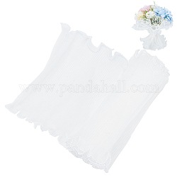 Cinta plisada de poliéster, cinta con bordes de cuentas de perlas de imitación de plástico, para decoración de ramo, blanco, 11 pulgada (280 mm), alrededor de 4.37 yarda (4 m) / pc