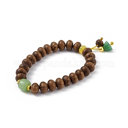 Braccialetto elasticizzato con perline di legno di ebano, braccialetto fortunato con ciondoli di semi di loto per donna, cammello, diametro interno: 2-3/4 pollice (7 cm)
