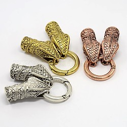 Snake Head Alloy Spring Gate Rings, O Rings with Two Cord End Caps, Mixed Color, 75x25x12mm, Snake Head Hole: 8mm, Ring: 17mm