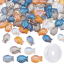 Sunnyclue 1 boîte de 5 couleurs de perles en verre de poisson, perles d'animaux marins, perles hawaïennes d'été, perles amples pour la fabrication de bijoux, colliers, bracelets, boucles d'oreilles, femmes adultes, fournitures de bricolage