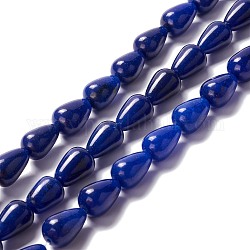Natürliche weiße Jade perlen Stränge, gefärbt, Träne, Mitternachtsblau, 15x10 mm, Bohrung: 1.5 mm, ca. 27 Stk. / Strang, 15.75 Zoll (40 cm)