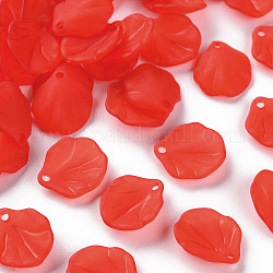 Transparent Frosted Acrylic Pendants, Petaline, Red, 16x14.5x3mm, Hole: 1.6mm