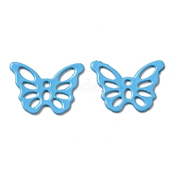 201 pendente in acciaio inossidabile verniciato a spruzzo, charms farfalla, cielo blu profondo, 15x10.5x0.5mm, Foro: 1.2 mm