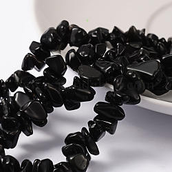 Perles en obsidienne naturelle, puce, noir, 5~8mm, Trou: 0.5mm, environ 31~32 pouce