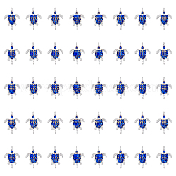 Chgcraft 4 Taschen Verbindungsanhänger aus Legierung, Verbinder zu Meeresschildkröten, mit blauem Kunstharz-Strass, Silber, 21.5x15x4 mm, Bohrung: 1.8 mm